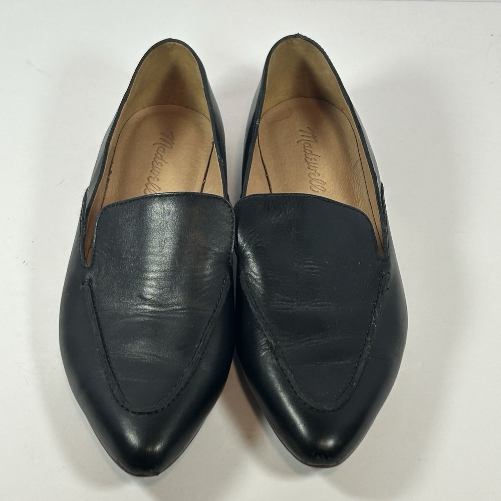 Madewell The Frances Skimmer Loafers Shoe Burnish black‎ Leather Pointed Toe 7